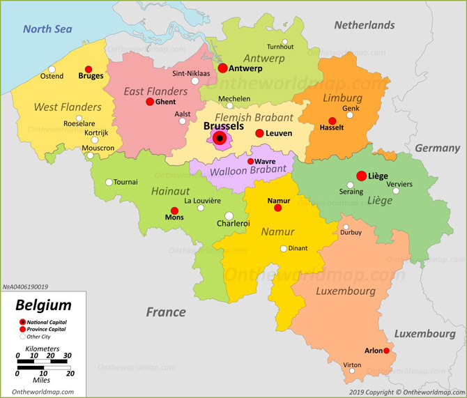 Bản đồ đất nước Bỉ chi tiết