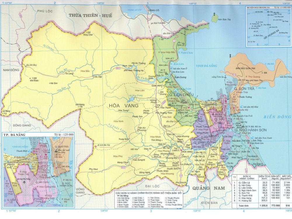 Bản đồ hành chính Đà Nẵng các Quận, Huyện cập nhật năm 2020