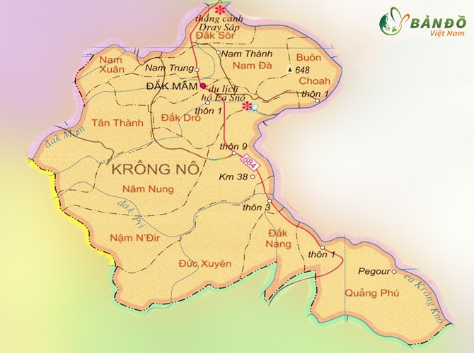 Bản đồ hành chính Huyện Krông Nô    