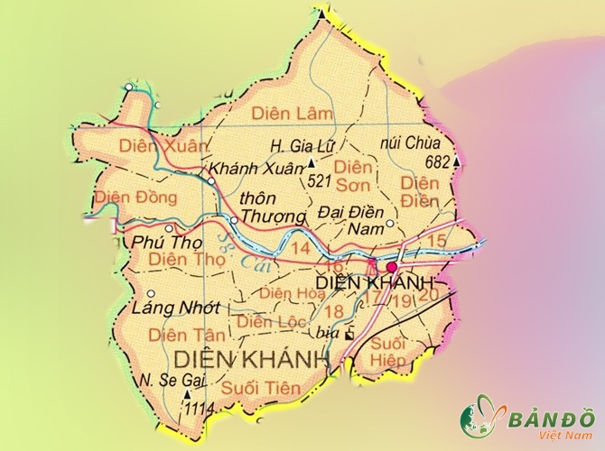 Bản đồ hành chính Huyện Diên Khánh    