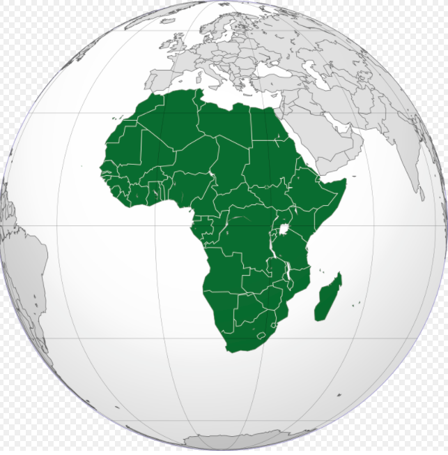 Hình ảnh vị trí Châu Phi ở trên bản đồ trái đất