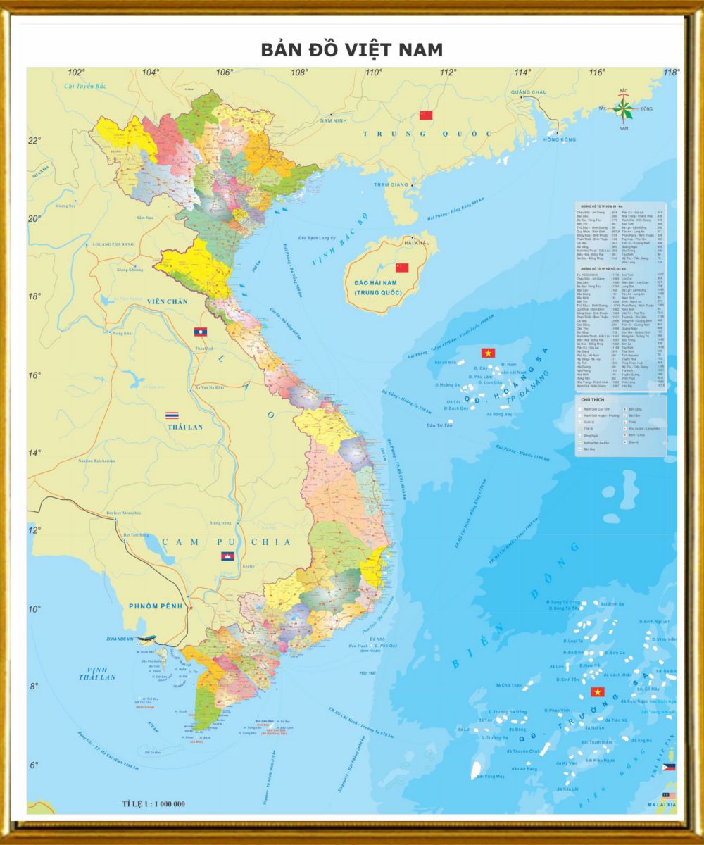 Bản đồ Việt Nam đã đόng Khung