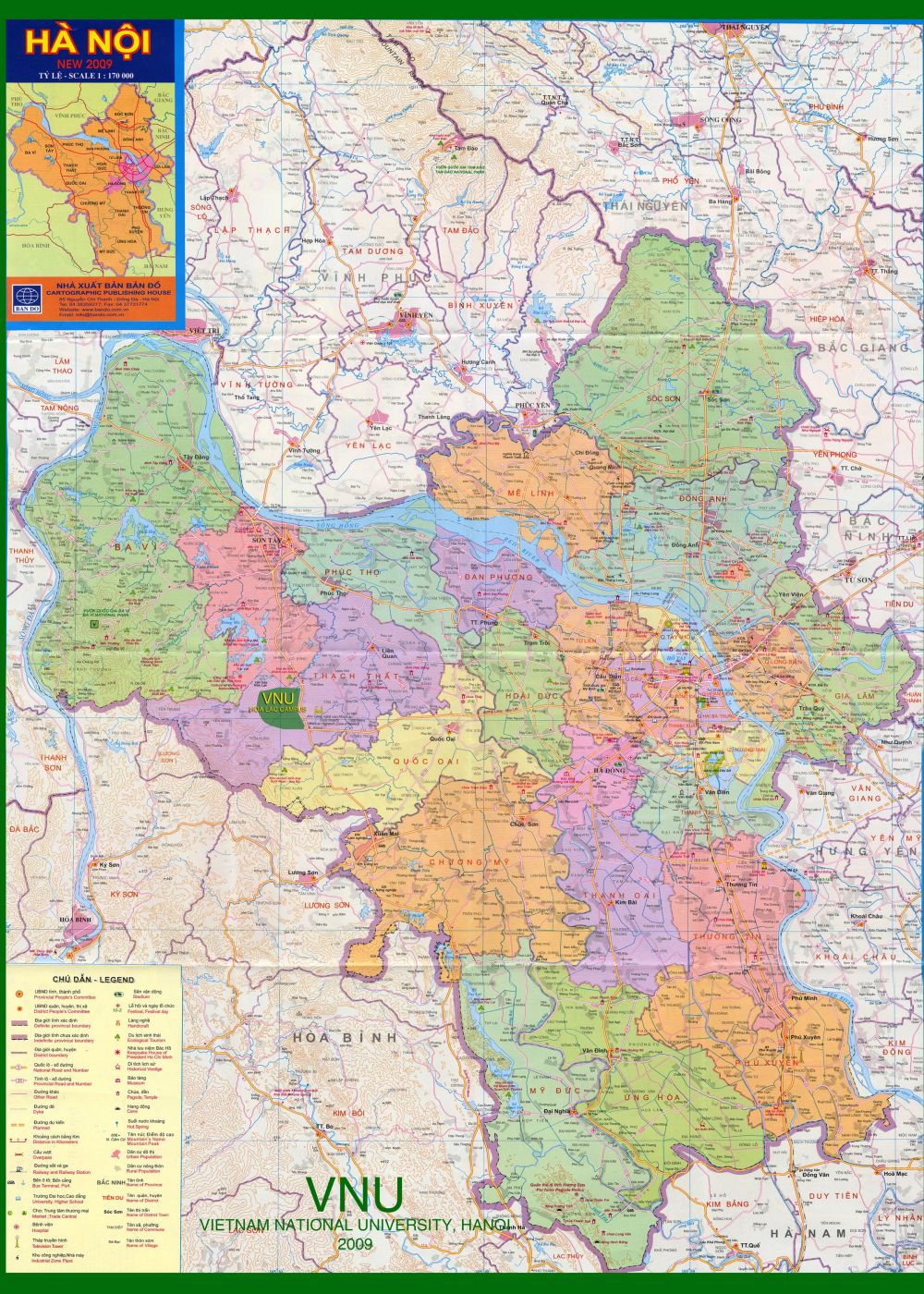 Bản đồ 12 Quận tại  Hà Nội