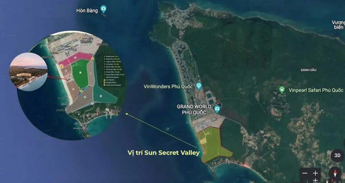 Vị trí thực tế Dự án Sun Secret Valley Phú Quốc