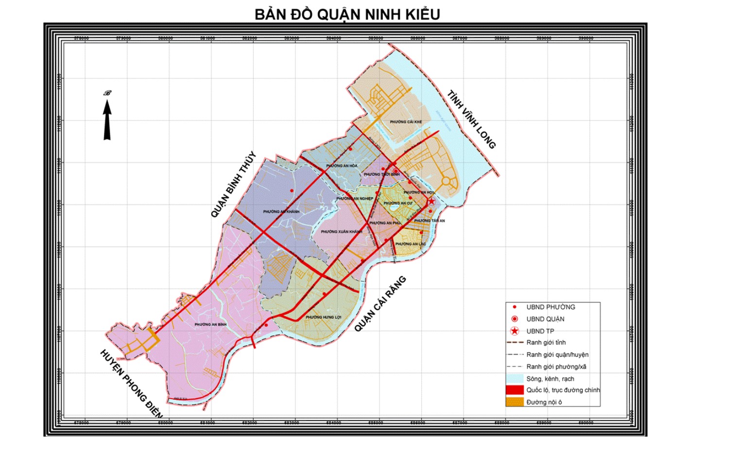 Bản đồ hành chính của quận Ninh Kiều năm 2021