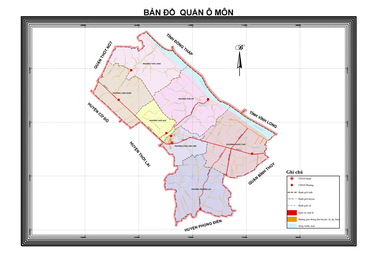 Bản đồ quận Ô Môn khổ lớn năm 2021