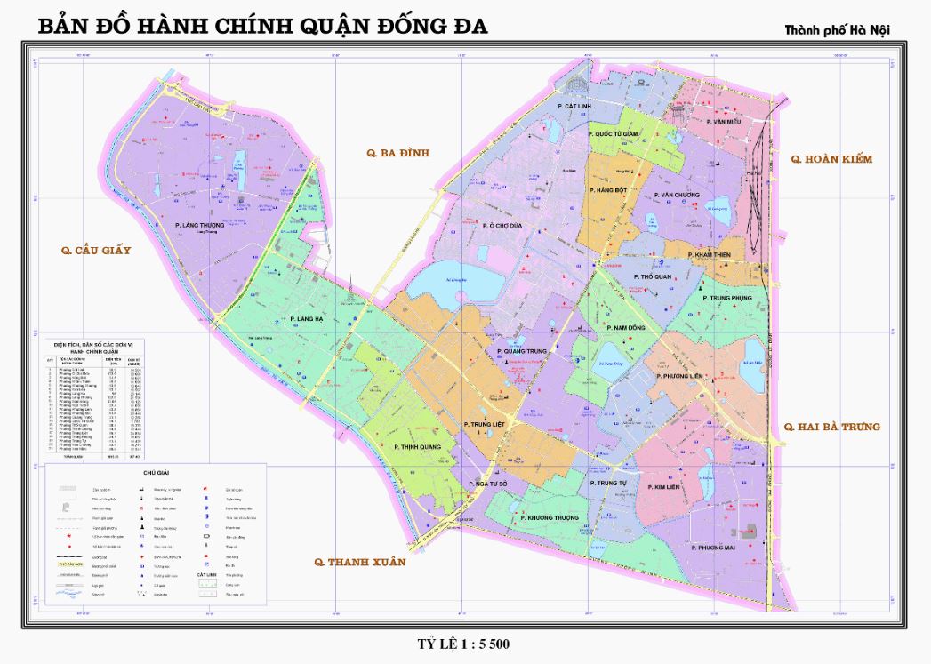 Bản đồ hành chính các phường tại Quận Đống Đa năm 2021
