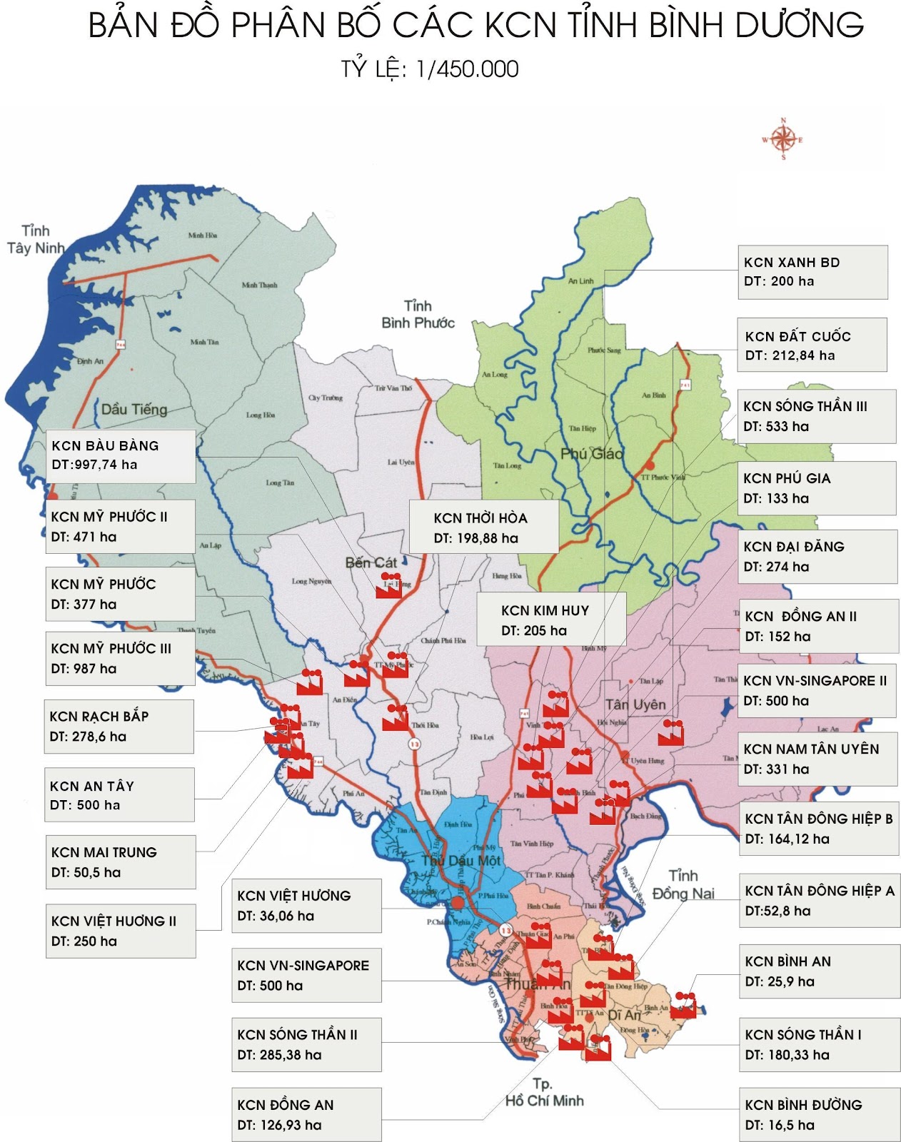 Bản đồ khu công nghiệp Bình Dương