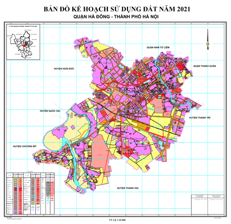 Bản đồ kế hoạch sử dụng đất tại Quận Hà Đông năm 2021