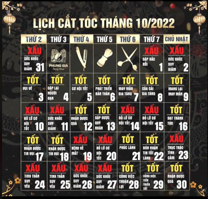 Lịch cắt tóc tháng 10/2022 dương lịch mang lại may mắn và tài lộc