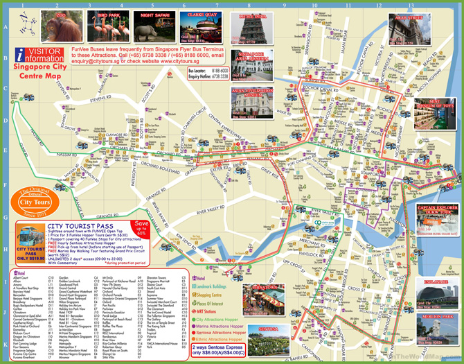 Bản đồ hệ thống khách sạn phục vụ du lịch Singapore