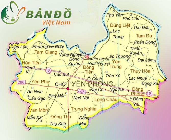 Bản đồ hành chính các xã tại huyện Yên Phong