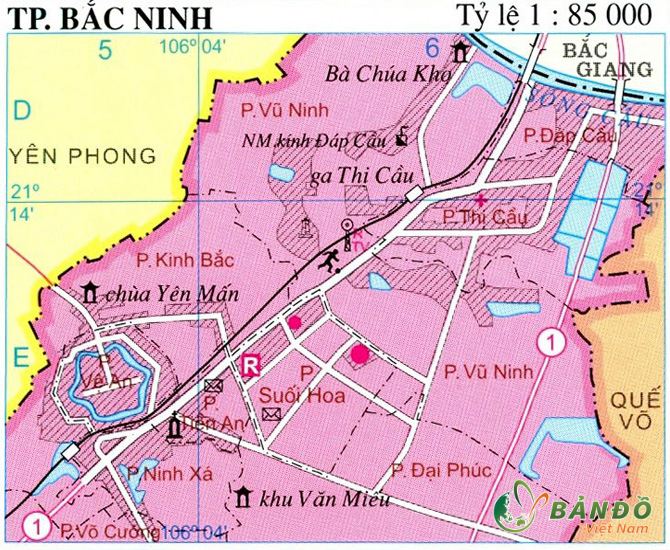 Bản đồ hành chính các phường thuộc thành phố Bắc Ninh 