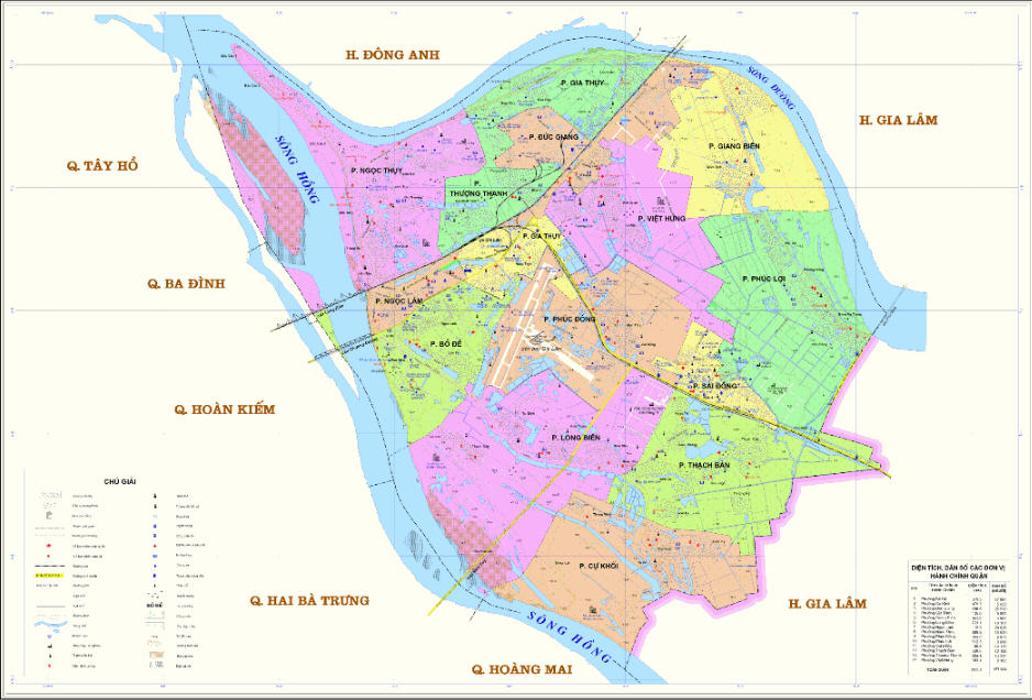 Bản đồ hành chính các phường tại Quận Long Biên năm 2021