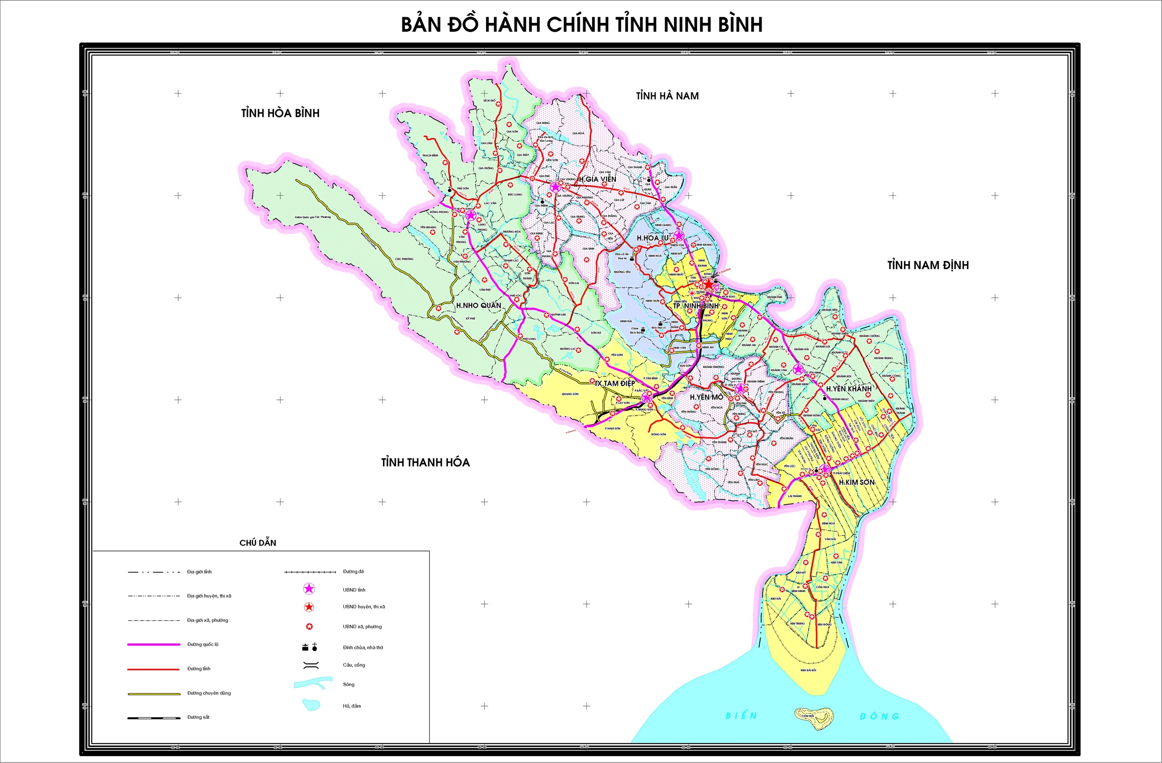Bản đồ hành chính tỉnh Ninh Bình (cập nhật năm 2022)