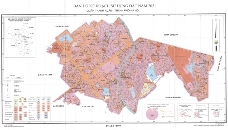 Bản đồ quy hoạch sử dụng đất Quận Thanh Xuân năm 2021