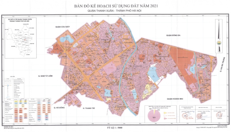 Bản đồ quy hoạch sử dụng đất Quận Thanh Xuân năm 2021