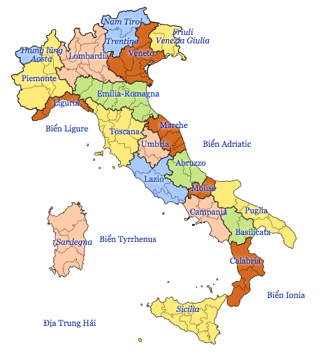 Bản đồ hành chính của nước Ý