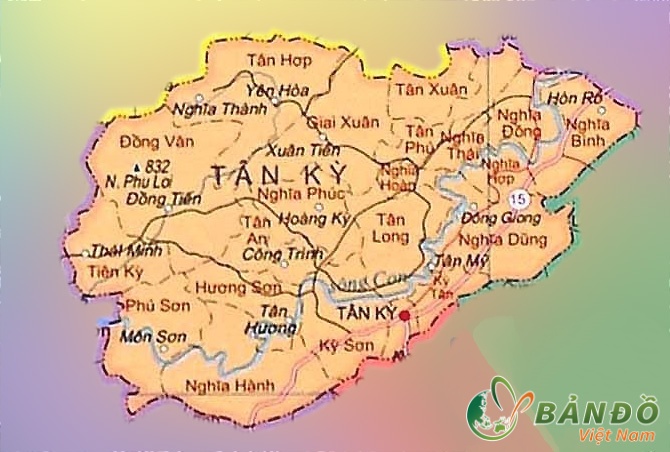 Bản đồ hành chính huyện Tân Kỳ