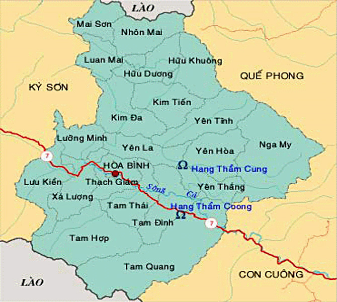 Bản đồ hành chính huyện Tương Dương