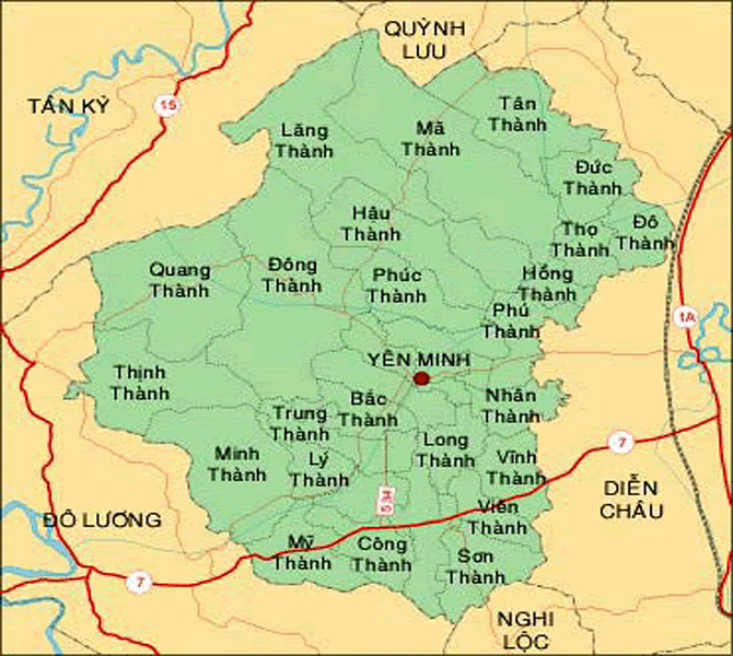 Bản đồ hành chính huyện Yên Thành