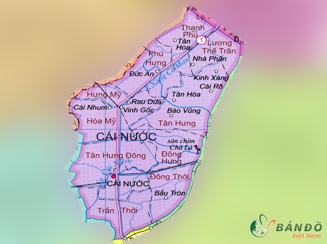 Bản đồ hành chính huyện Cái Nước    