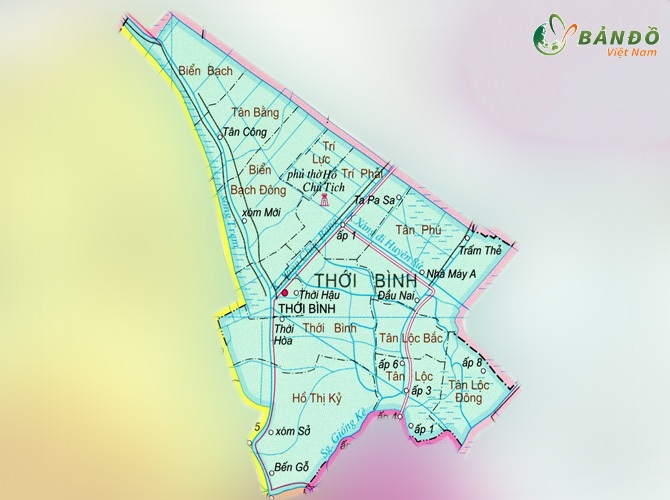 Bản đồ hành chính huyện Thới Bình    