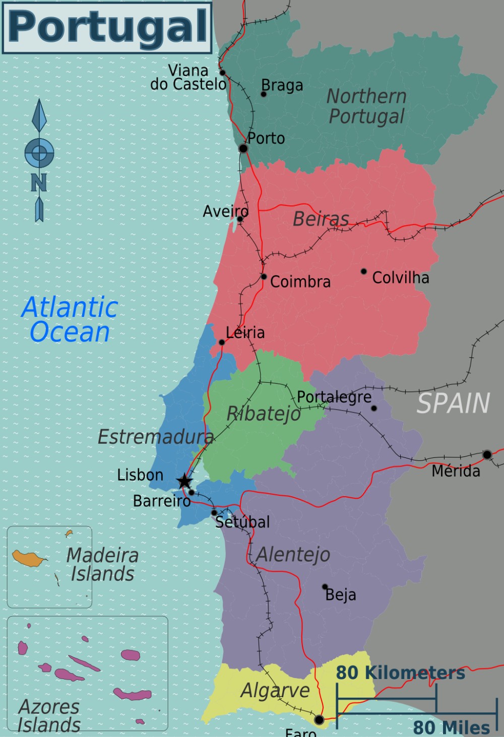 Bản đồ hành chính Bồ Đào Nha cập nhật mới năm 2022