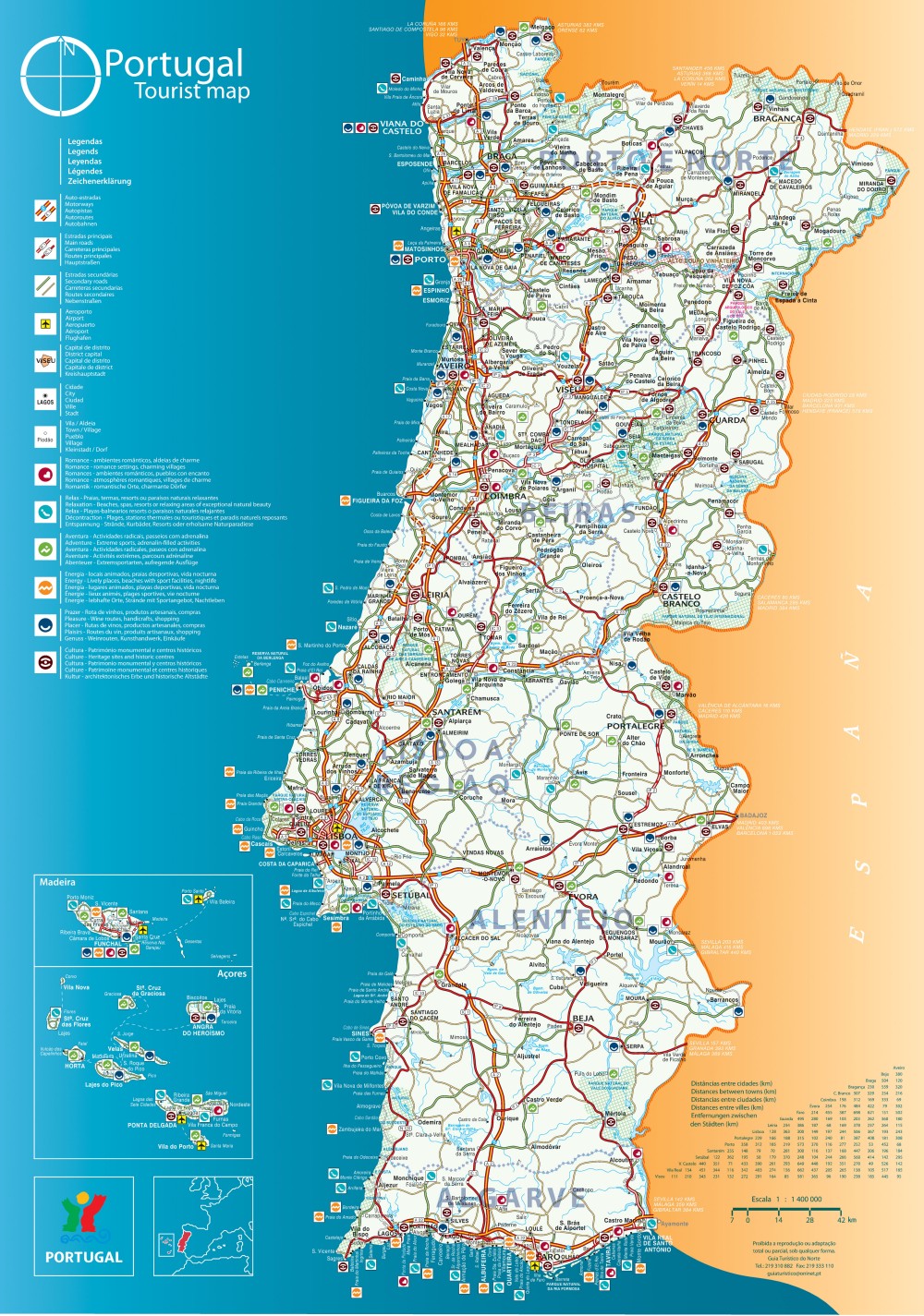 Bản đồ du lịch nước Bồ Đào Nha năm 2022