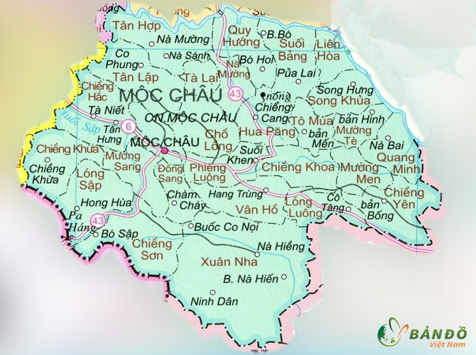 Bản đồ hành chính Huyện Mộc Châu