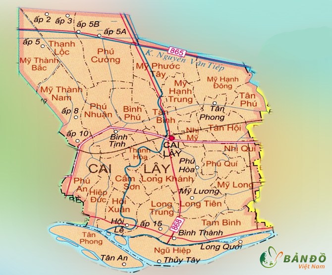 Bản đồ hành chính Huyện Cai Lậy    