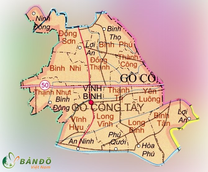 Bản đồ hành chính Huyện Gò Công Tây    