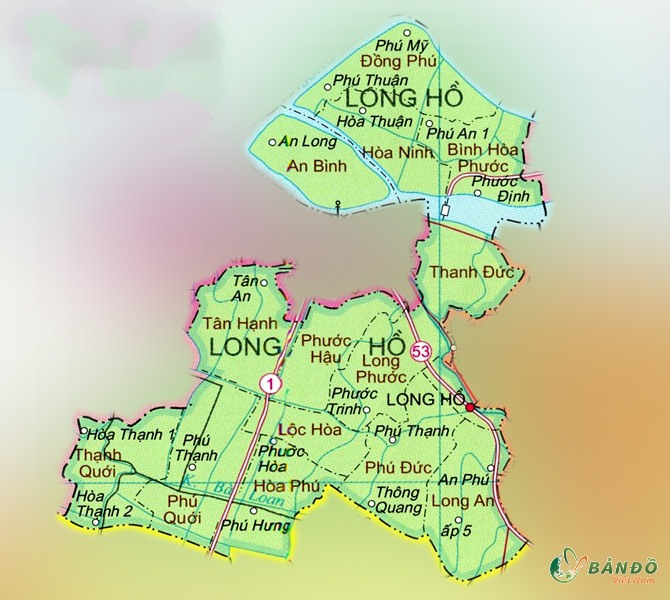 Bản đồ hành chính Huyện Long Hồ    