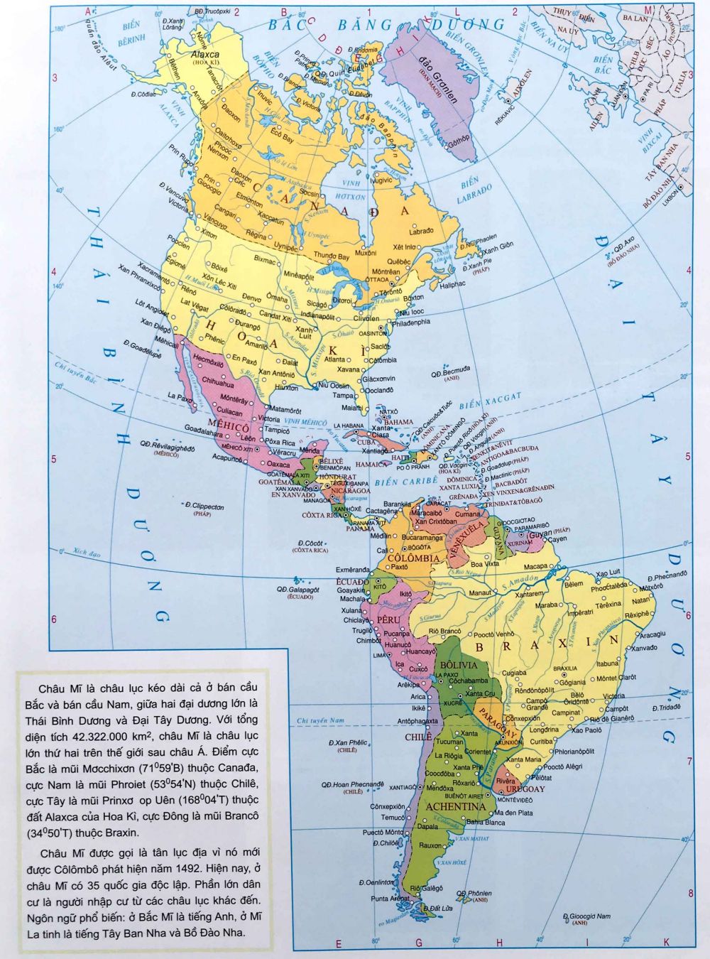 Bản đồ thế giới Châu Mỹ
