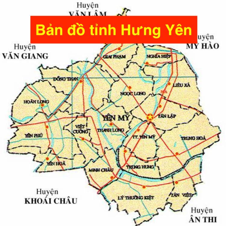 Bản đồ hành chính tỉnh Hưng Yên khổ lớn, phóng to 2024