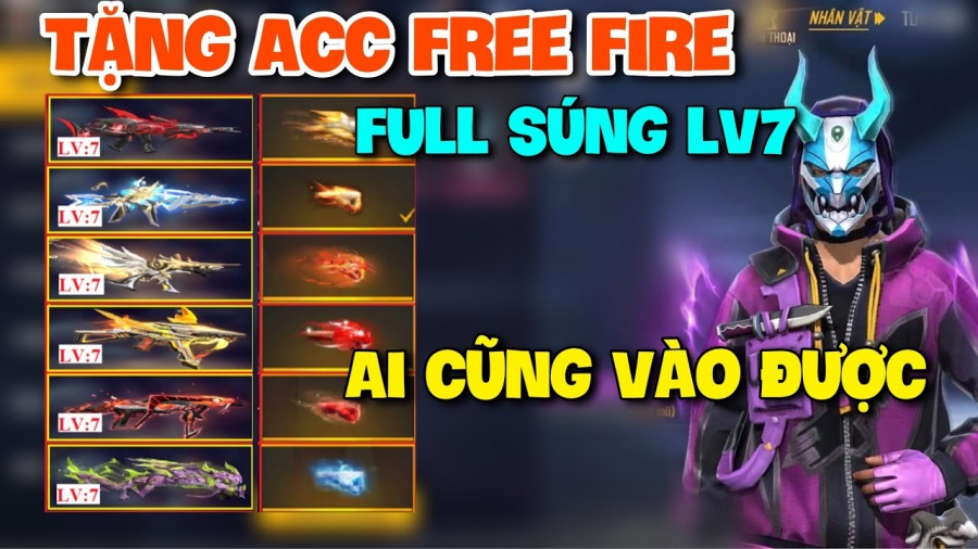 Cho Acc FF Vip miễn phí Shop tặng Nick Free Fire 0đ mới nhất 2023