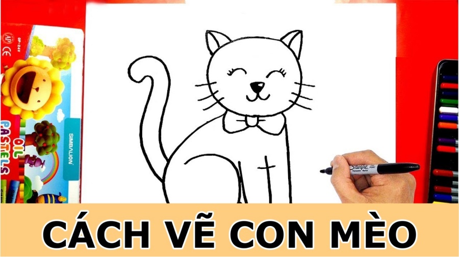 Thiết kế độc đáo Vẽ con mèo cute phô mai que với cách làm đơn giản