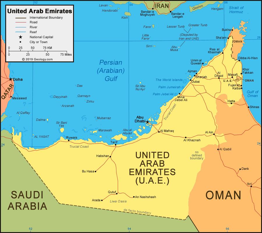 Bản đồ United Arab Emirates (UAE) Bản đồ UAE Tải về miễn phí