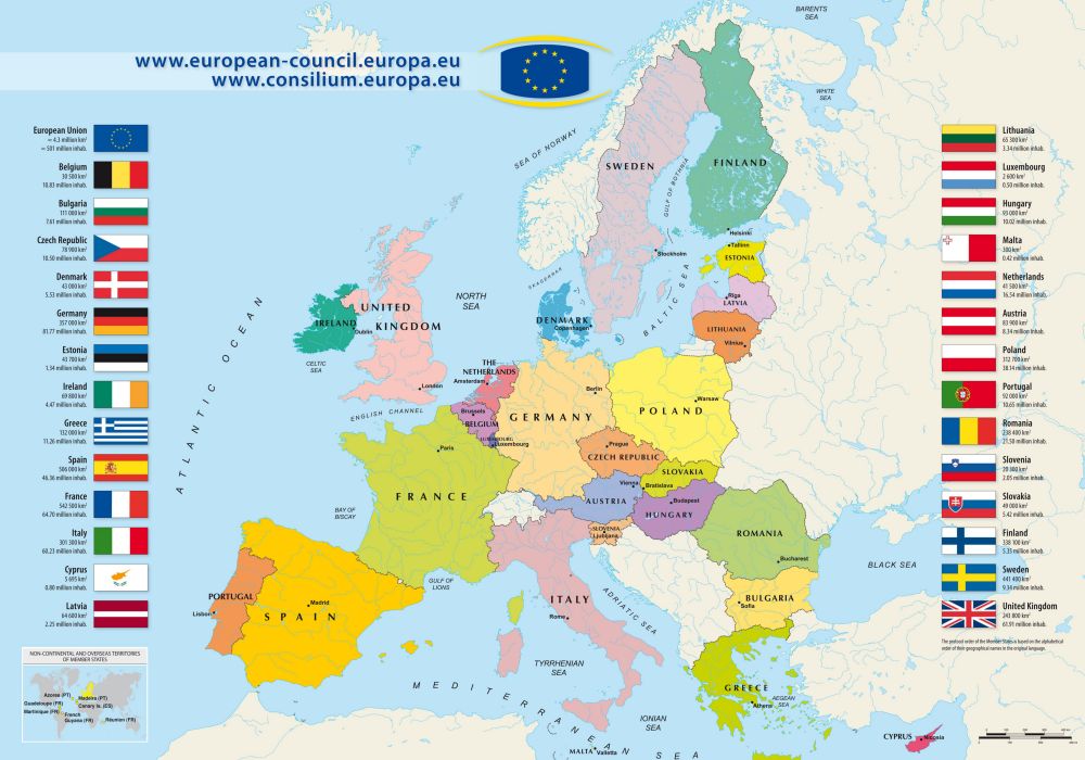 Bản đồ Châu Âu (Europe Map) khổ lớn phóng to năm 2024