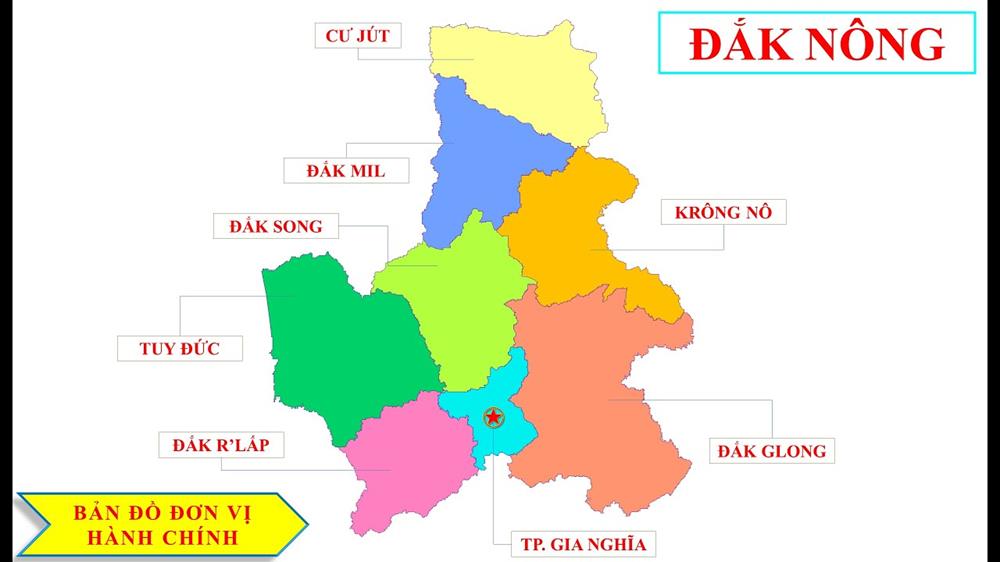 Bản đồ Hành Chính tỉnh Đắk Nông Khổ lớn, Phóng to 2024