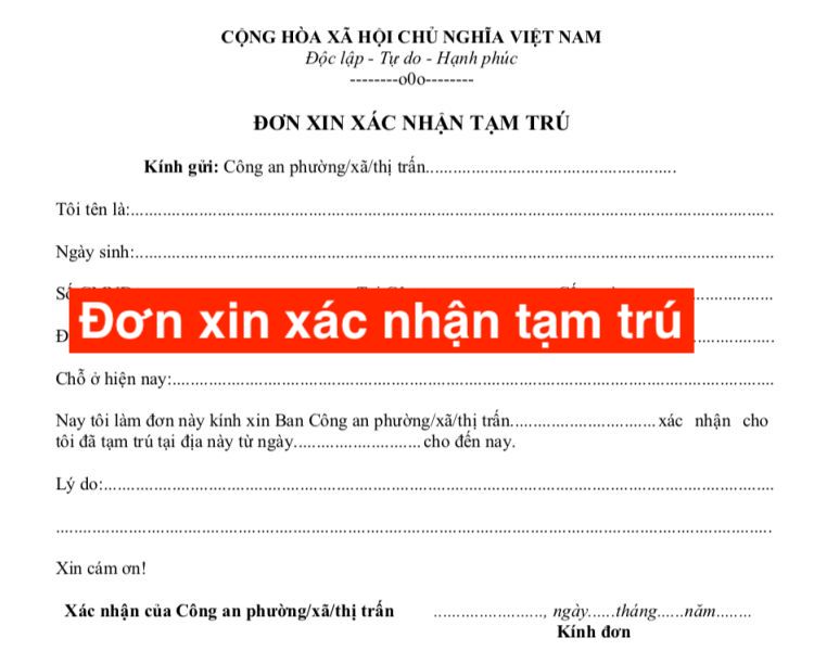 Tải Mẫu Đơn Xin Xác Nhận Tạm Trú Mới Nhất (Update 2023)