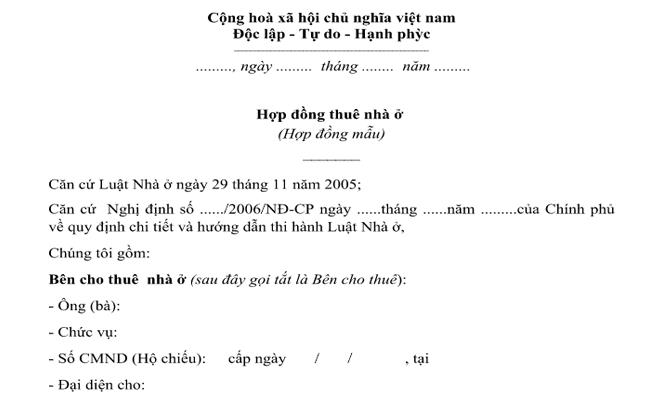 Mẫu hợp đồng thuê nhà đơn giản và chính xác năm 2024