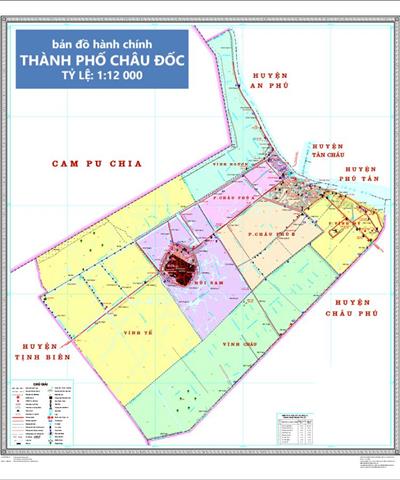 Bản đồ hành chính Thành Phố Châu Đốc Khổ lớn, Phóng to (2025)
