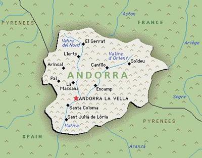 Bản đồ đất nước Andorra (Andorra Map) Khổ lớn, Phóng to 2024