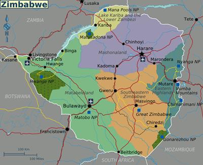 Bản đồ đất nước Zimbabwe (Zimbabwe Map) Khổ lớn, Phóng to 2024