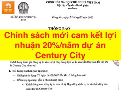 Chính sách mới cam kết lợi nhuận 20%/năm dự án Century City