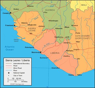 Bản đồ hành chính đất nước Sierra Leone (Sierra Leone Map) phóng to năm 2022