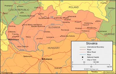 Bản đồ hành chính đất nước Slovakia (Slovakia Map) phóng to năm 2023