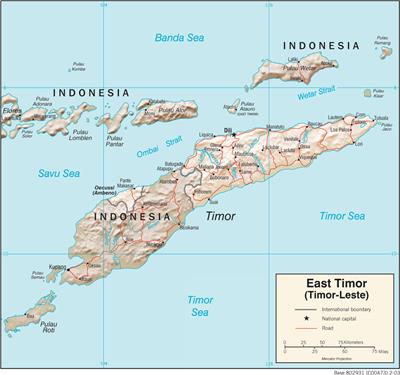 Bản đồ đất nước Đông Timor (Timor Leste Map) Khổ lớn, Phóng to 2024