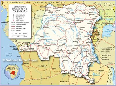 Bản đồ đất nước Congo (Congo Map) Khổ lớn, Phóng to 2024